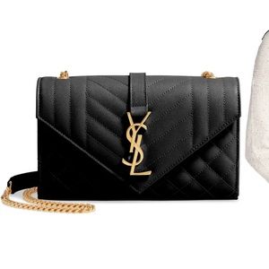 YSL Small Envelope Calfskin Leather Shoulder Bag